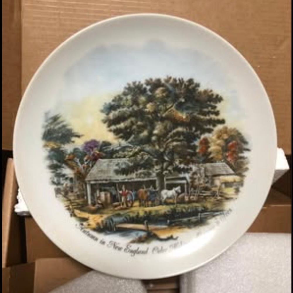 Currier & Ives “Autumn in New England Cider Making” Japan 6 1/4" Decor Plate